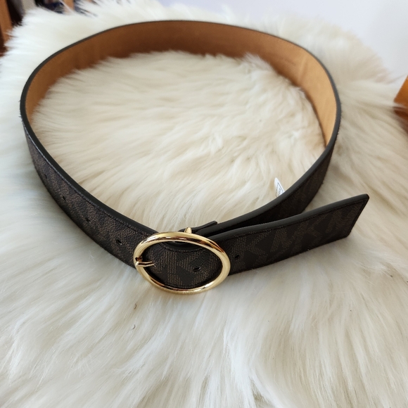 NWT Michael Michael Kors Brown Monogram Belt Medium - Picture 1 of 8